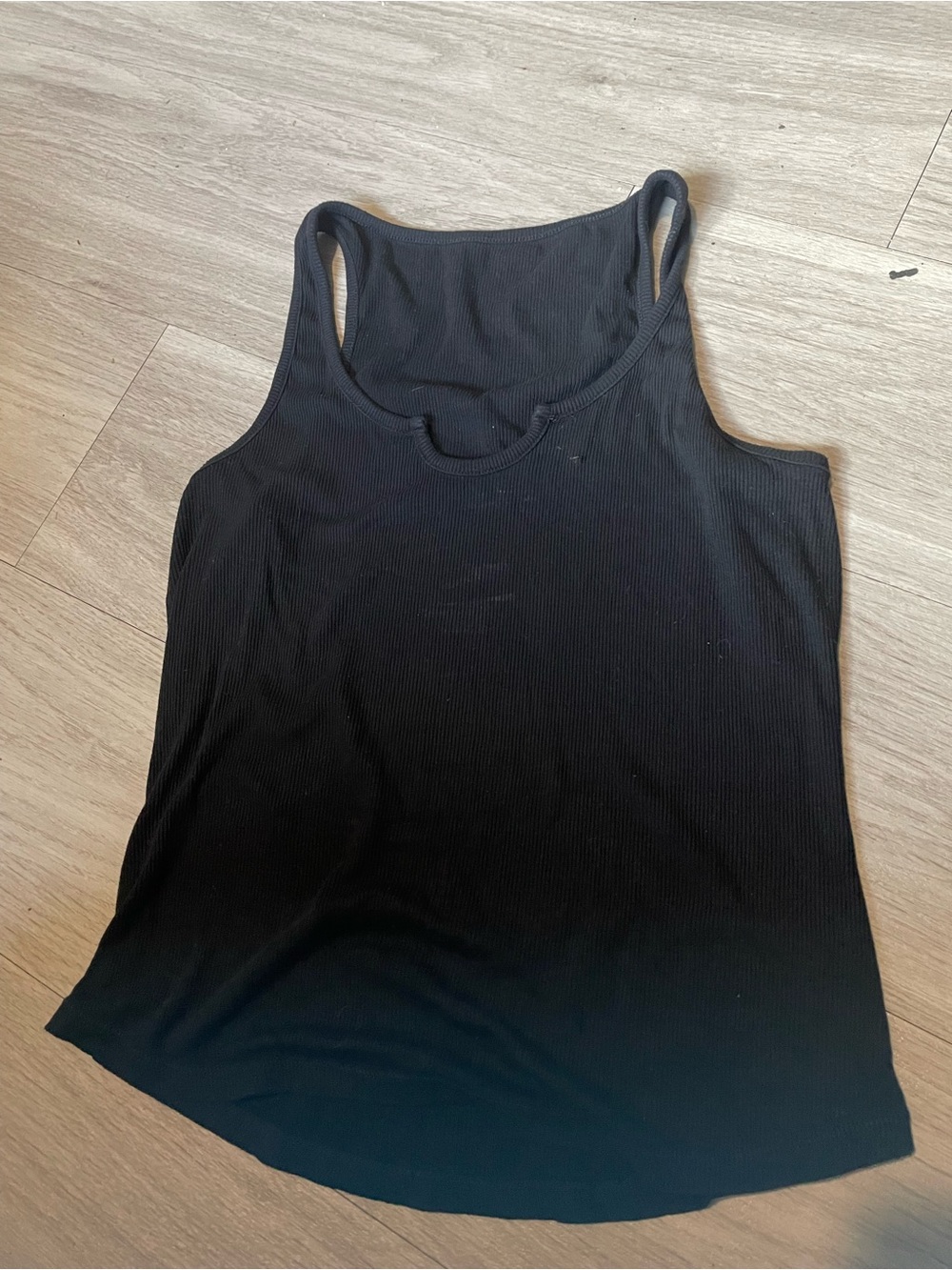 Black Ribbed Tank Top - Women